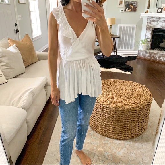 Free People White Ruffle Tank - Picture 2 of 9